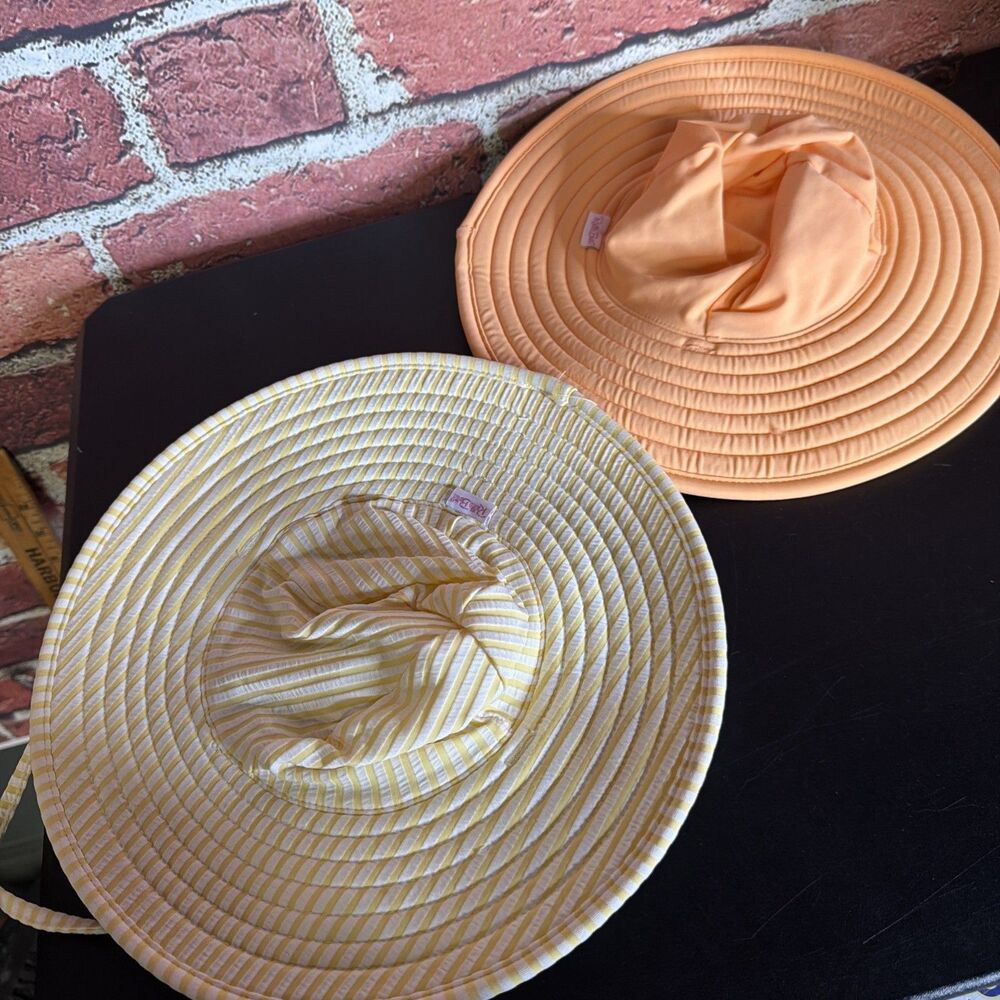 RuffleButts Lot of 2 Baby Girls UPF 50 Sun Hat Protective 0-12M Orange Yellow